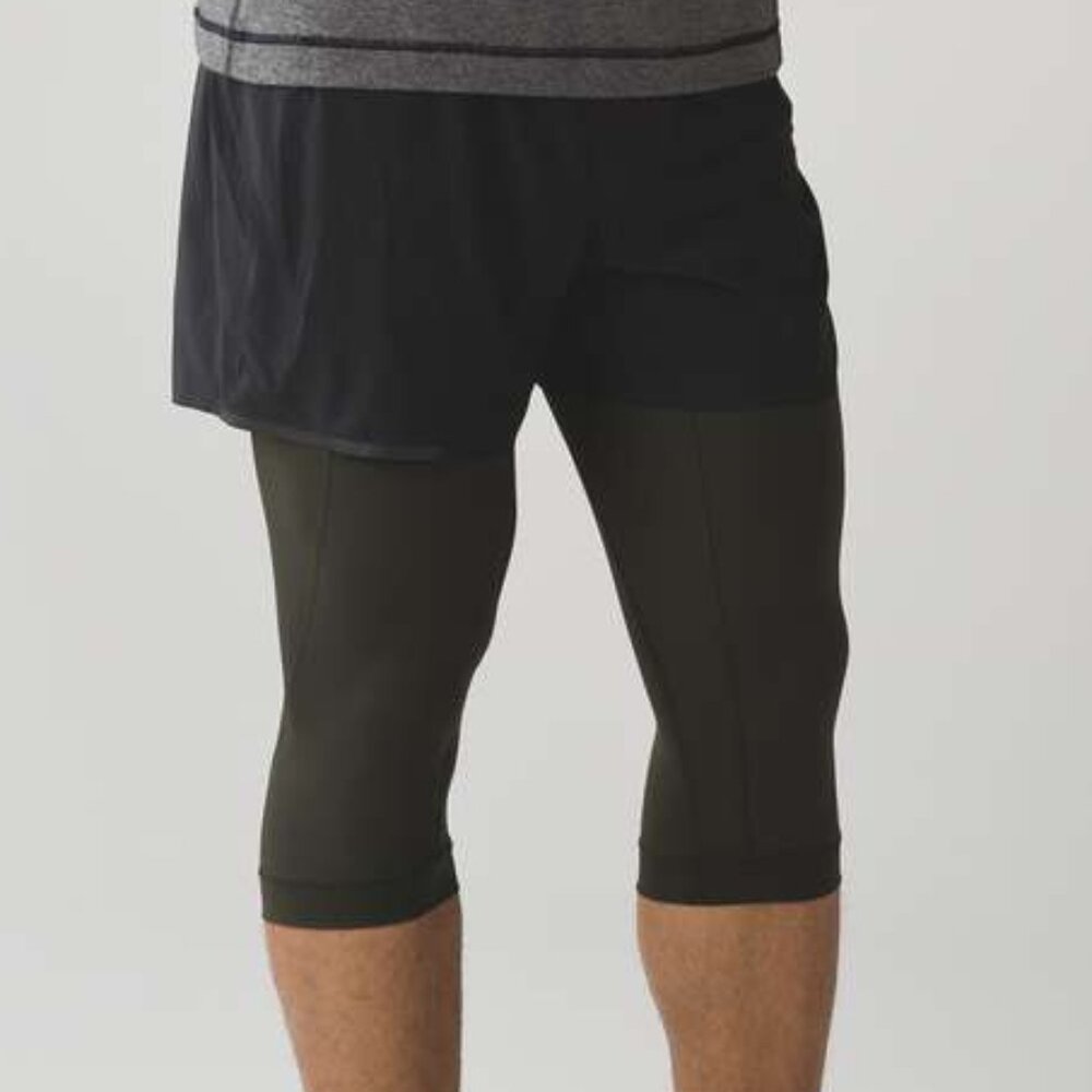 LULULEMON TIGHT STUFF 1/2 TIGHT GATOR LUXTREME GREEN MEN SIZE LARGE